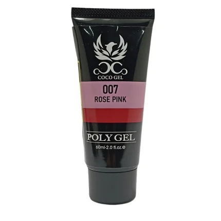 پلی ژل کوکو شماره Rose Pink 07 حجم 60 میل با رنگ رز صورتی طبیعی مناسب کاشت ناخن